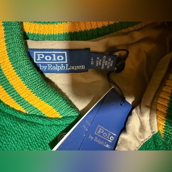 Polo Ralph Lauren Vintage-Inspired Letterman Jacket Fiji Green Men’s Size Large - Picture 10 of 16